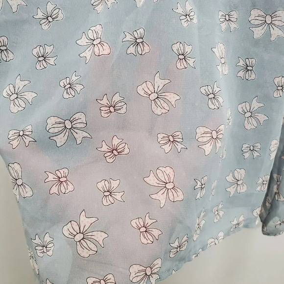 H.I.P Happening in the Present Woman's Sheer Blue Bow Print Tank NWT Size S - Picture 2 of 5